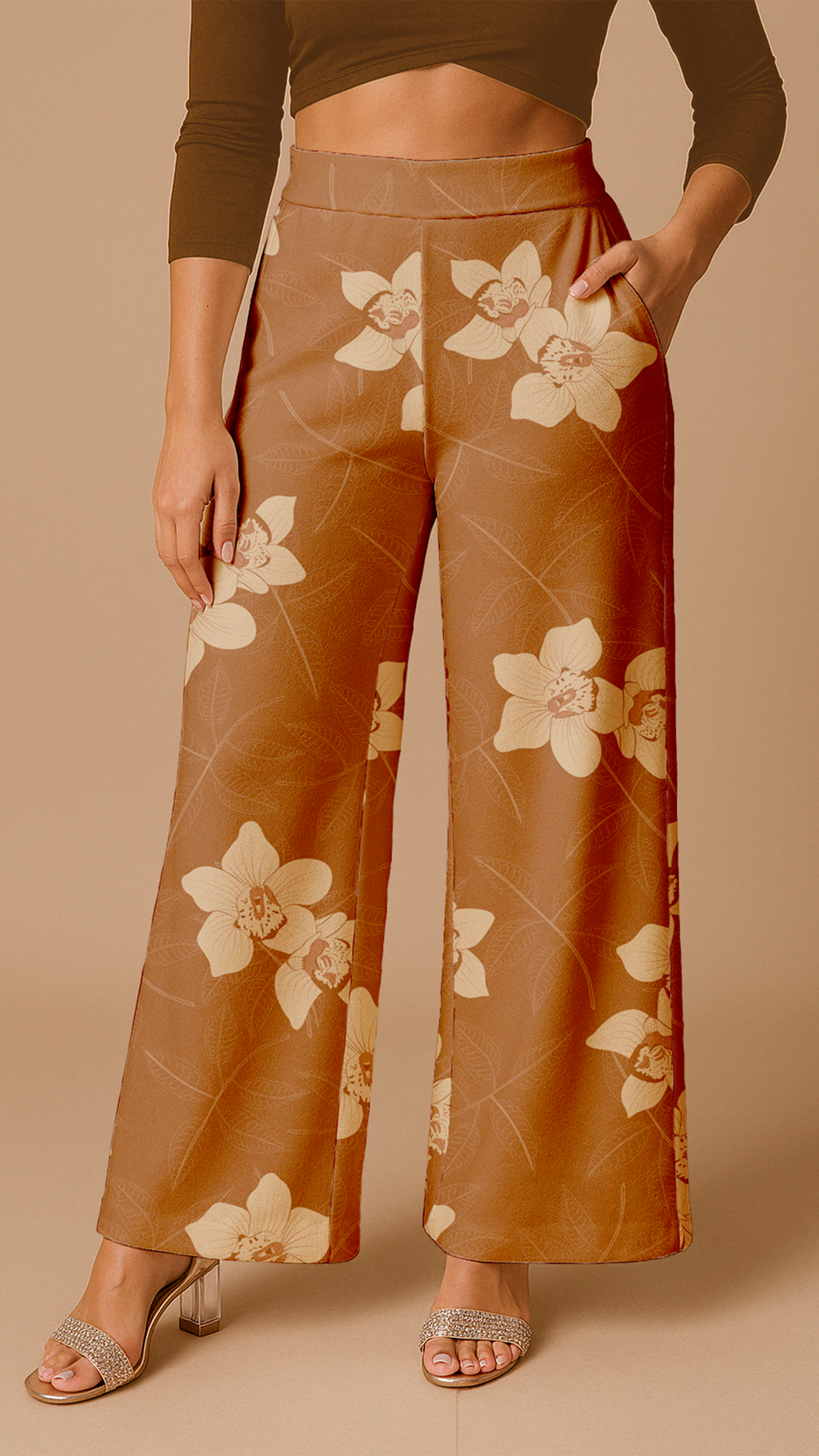 Sombra de caoba moca Pantalón palazzo