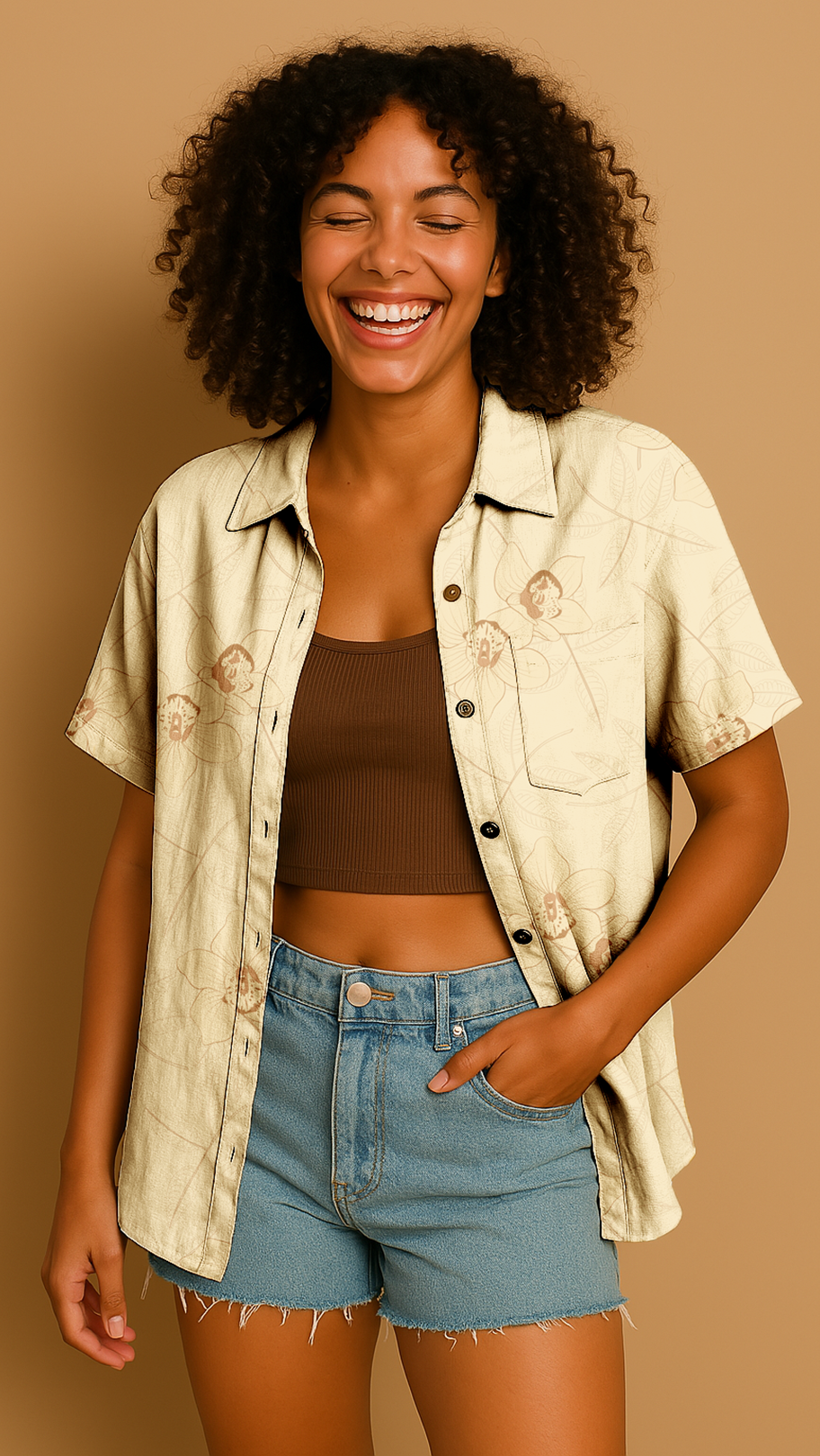 Sombra de caoba arena Blusa camisera